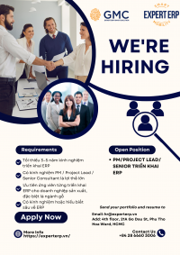 TUYỂN DỤNG: PM DỰ ÁN / PROJECT LEAD / SENIOR TRIỂN KHAI ERP